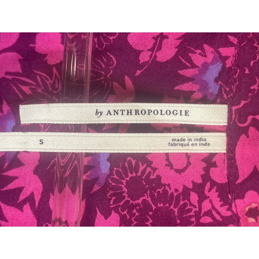 Anthropologie Floral Jumpsuit Womens Small Purple Pink Long Sleeve Wide Leg - Picture 5 of 7